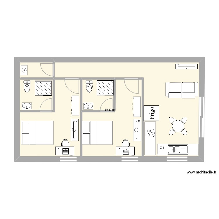 PLAN CAPPELLE. Plan de 1 pièce et 56 m2