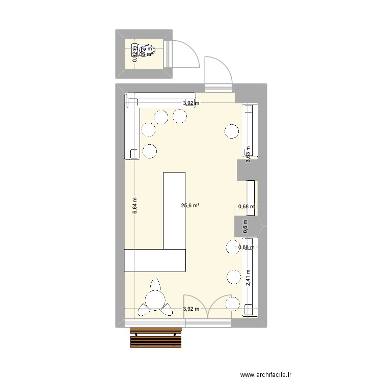 gambetta1. Plan de 2 pièces et 27 m2
