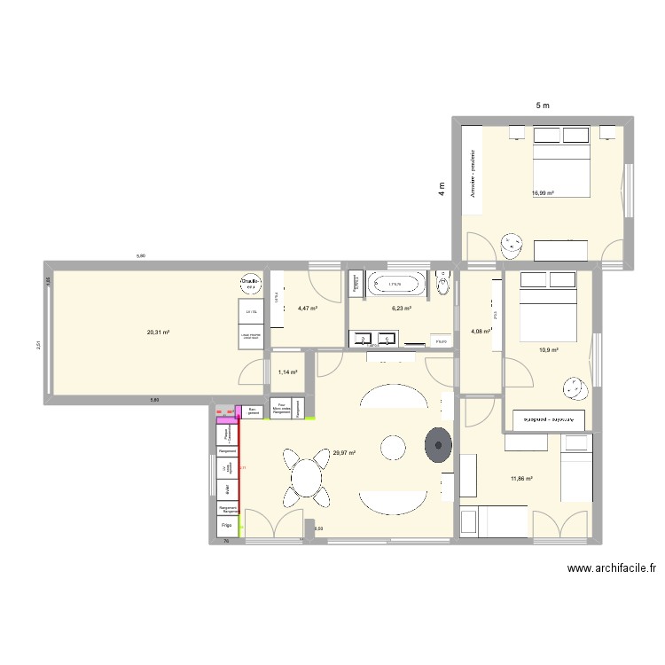 20/04 Maman. Plan de 9 pièces et 106 m2