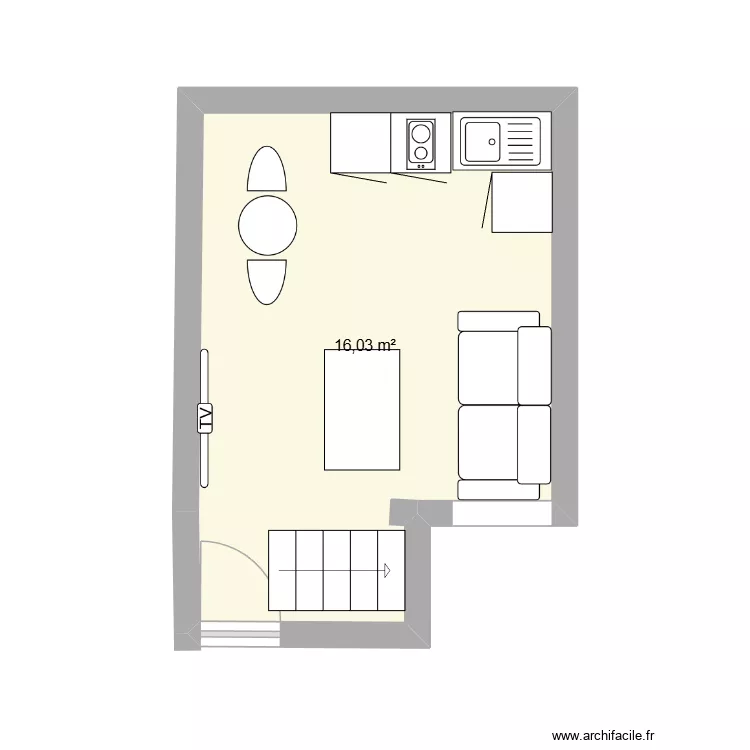 APPT Duplex LR - 1er &eacute;tage. Plan de 1  et 16 m²