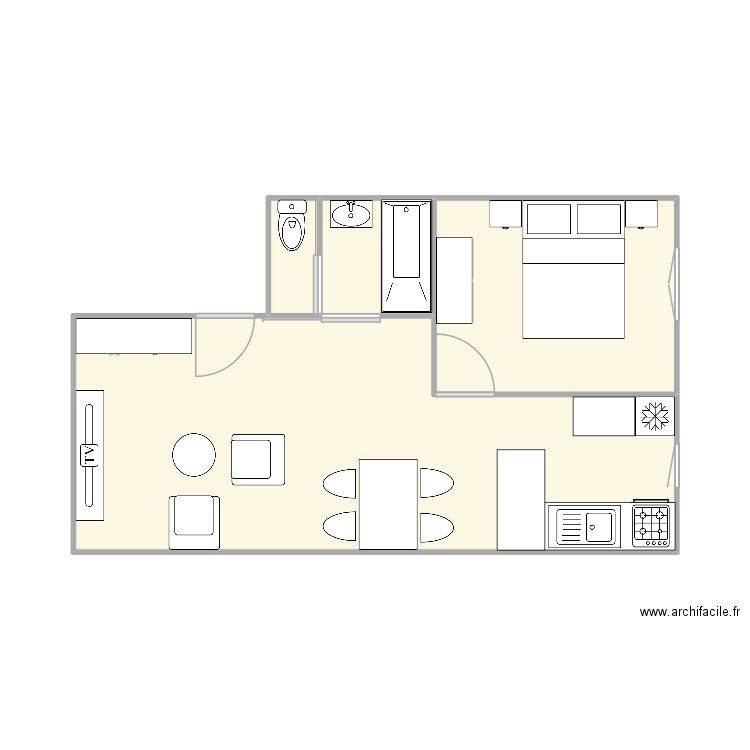 Chez Susan. Plan de 4 pièces et 34 m2