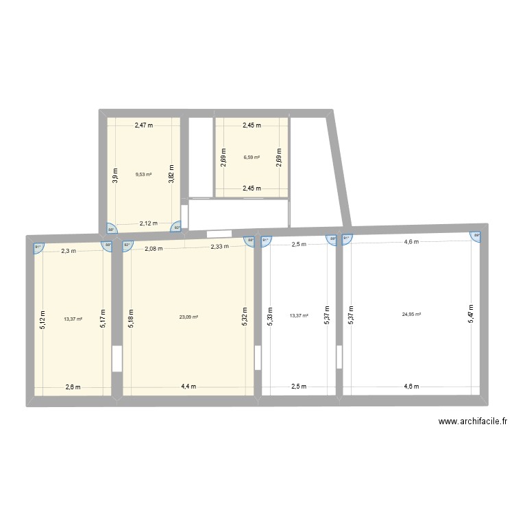 la piraudiere. Plan de 6 pièces et 91 m2
