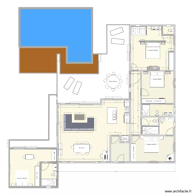 Villa 7 Marcello - Plan 2 Mobilier. Plan de 13  et 244 m²