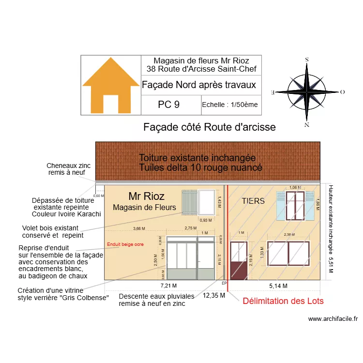 PC 9  Fa&ccedil;ade nord apr&egrave;s travaux 1. Plan de 0 pièce et 0 m2