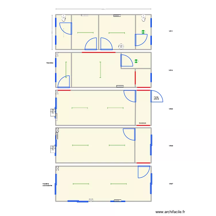 LOT DE 5 V507 &agrave; V511. Plan de 13  et 79 m²