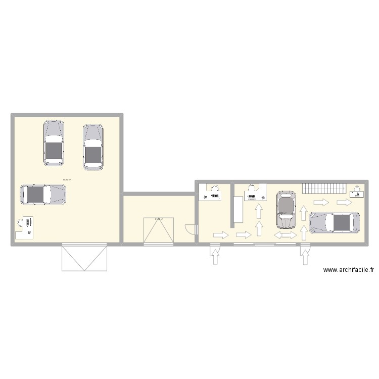 plan garage. Plan de 3 pièces et 170 m2