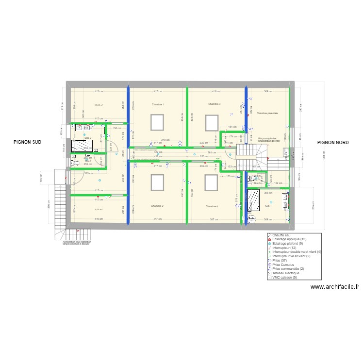Plan implantation R+1. Plan de 0 pièce et 0 m2