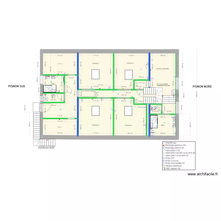 Plan implantation R+1. Plan de 
