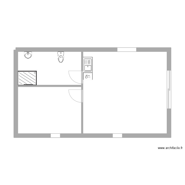 rdc dépendance. Plan de 2 pièces et 20 m2