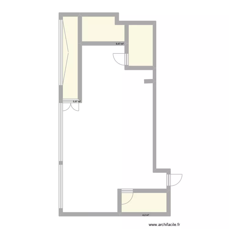 pizza fred. Plan de 3 pièces et 20 m²
