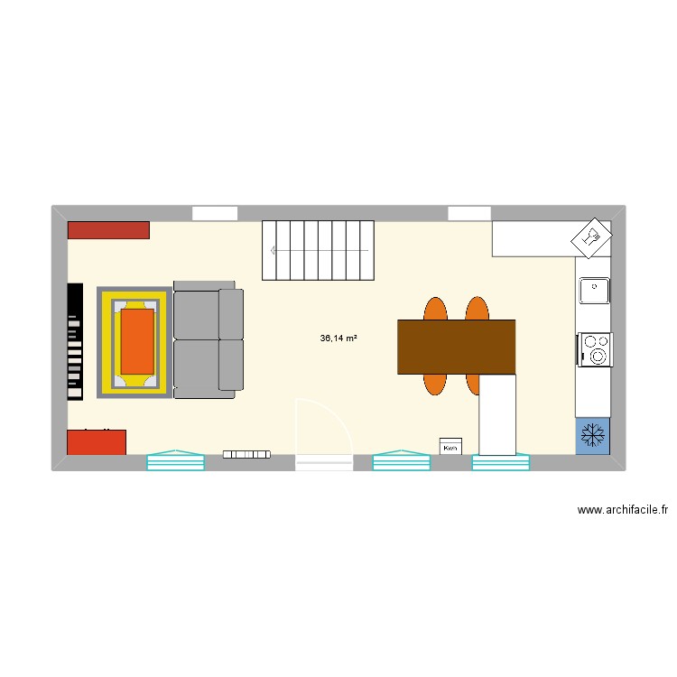 Salon pigeon - Version TEST EN COURS. Plan de 1 pièce et 36 m2