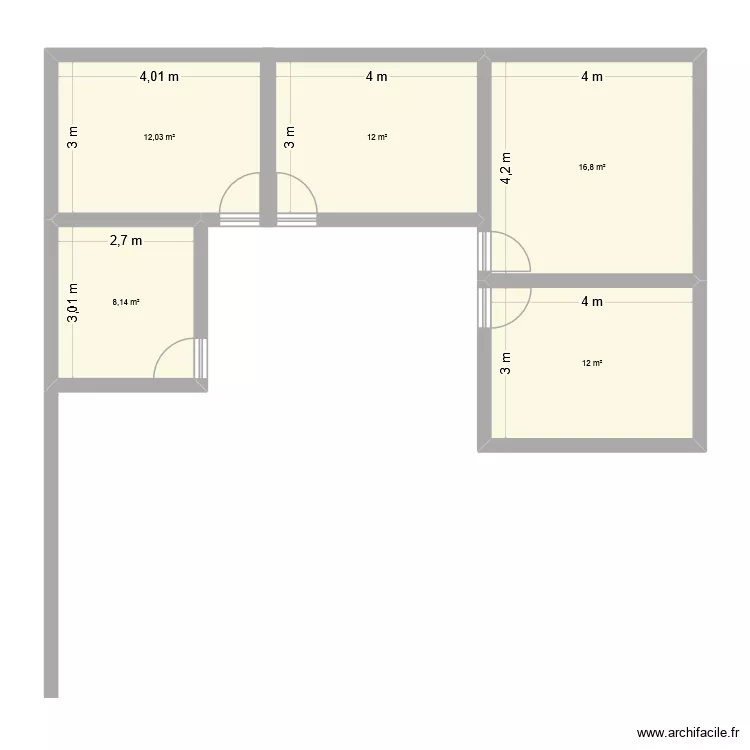 plan. Plan de 5 pièces et 61 m²