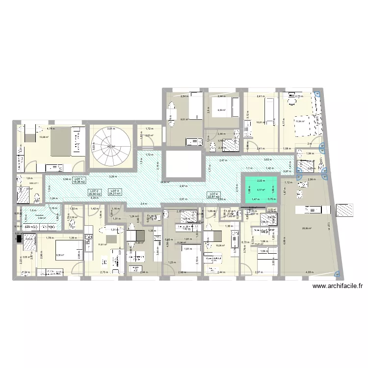 Bron Roosevelt - Plan projet indice A. Plan de 32  et 221 m²