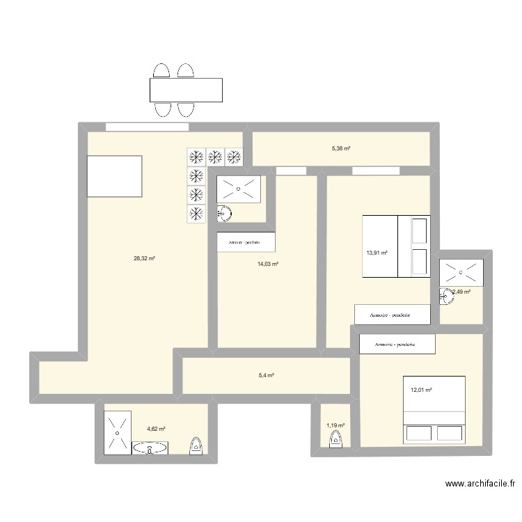 sidiii 2508. Plan de 9 pièces et 87 m2
