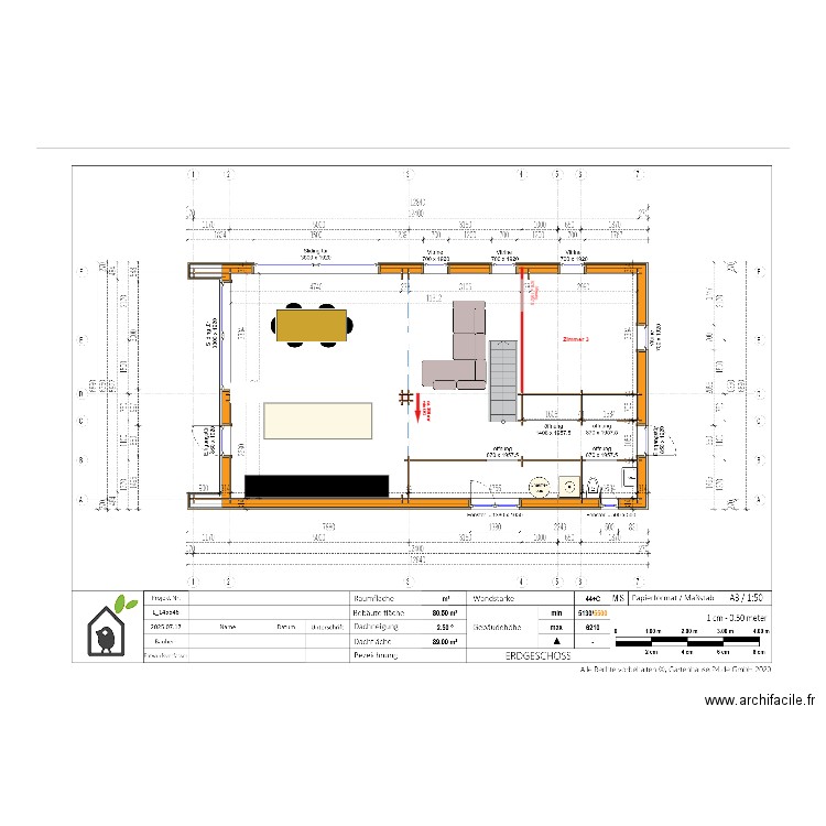 Rez plan Pineca avec les aménagements. Plan de 0 pièce et 0 m2