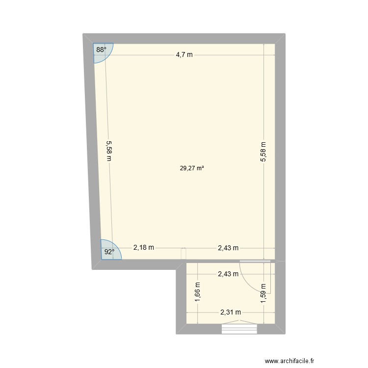 GUADE STUDIO 2E. Plan de 1 pièce et 29 m2