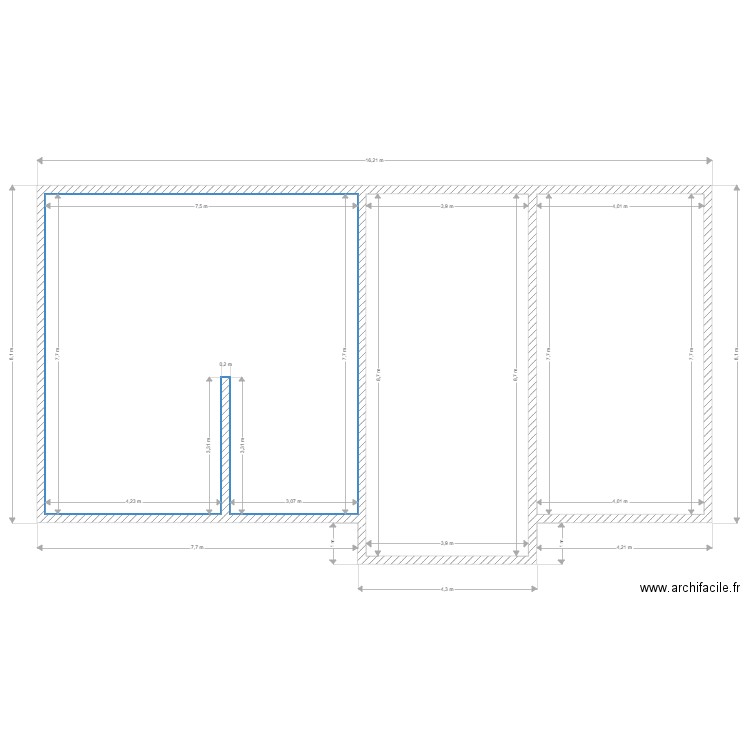 extensions. Plan de 3 pièces et 122 m2