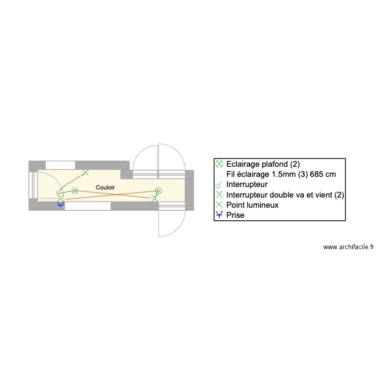 Entrée dégagement plant électrique. Plan de 1 pièce et 4 m2
