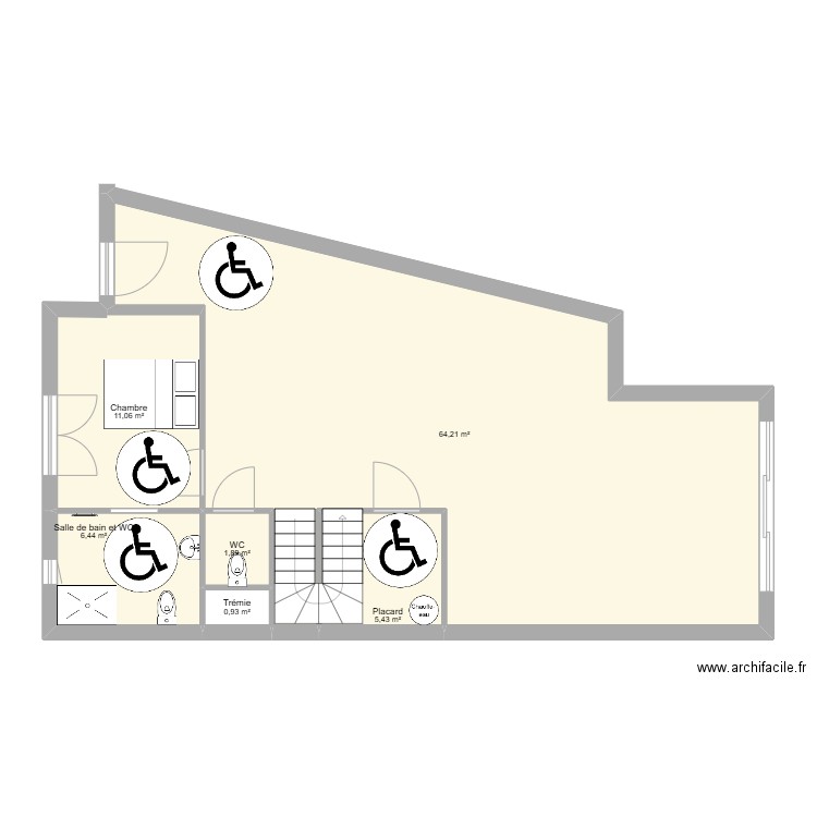 IMMOKA Lgt 2. Plan de 6 pièces et 90 m2