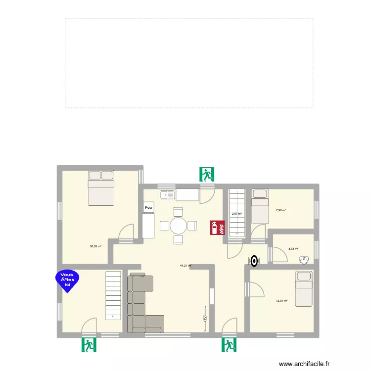 rez-de-chaussé. Plan de 6 Pièces et 101 m² rez-de-chaussé. Plan de 6 Pièces et 101 m²