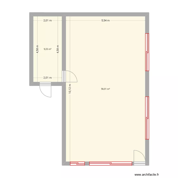 Café. Plan de 2 et 65 m² Café. Plan de 2 et 65 m²
