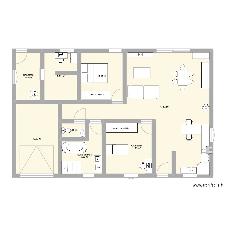 maison. Plan de 8 pièces et 108 m2