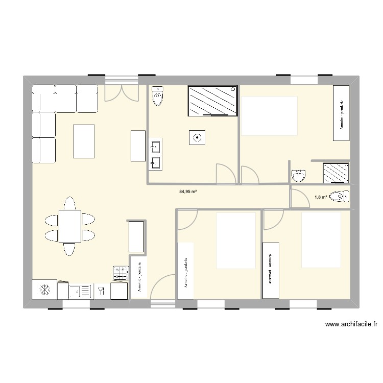 studio 3 chambres. Plan de 0 pièce et 0 m2