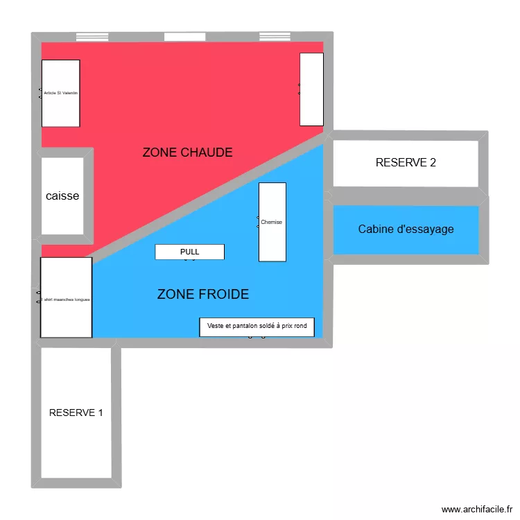 stage. Plan de 6 pièces et 80 m²