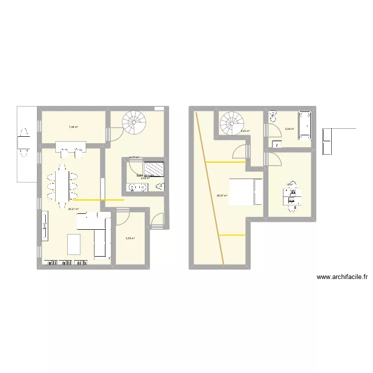 77 roucas test2. Plan de 9  et 107 m²