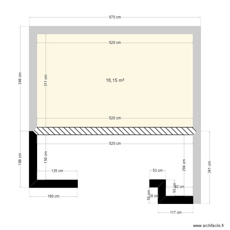 extension maison d. Plan de 1 pièce et 16 m2