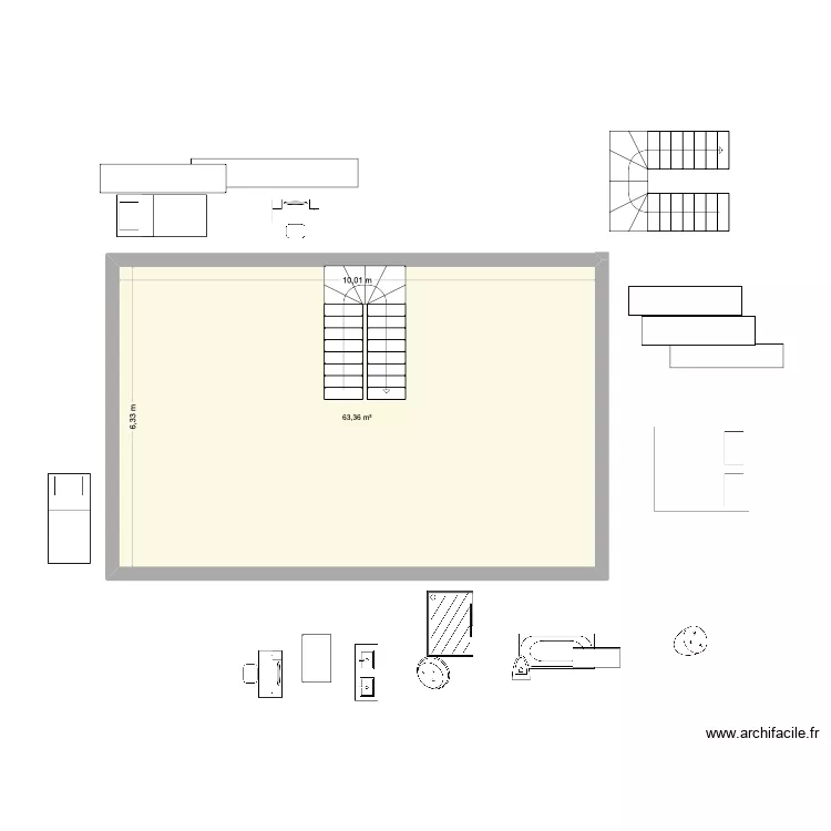 petite maison &eacute;tage 2. Plan de 1  et 63 m²