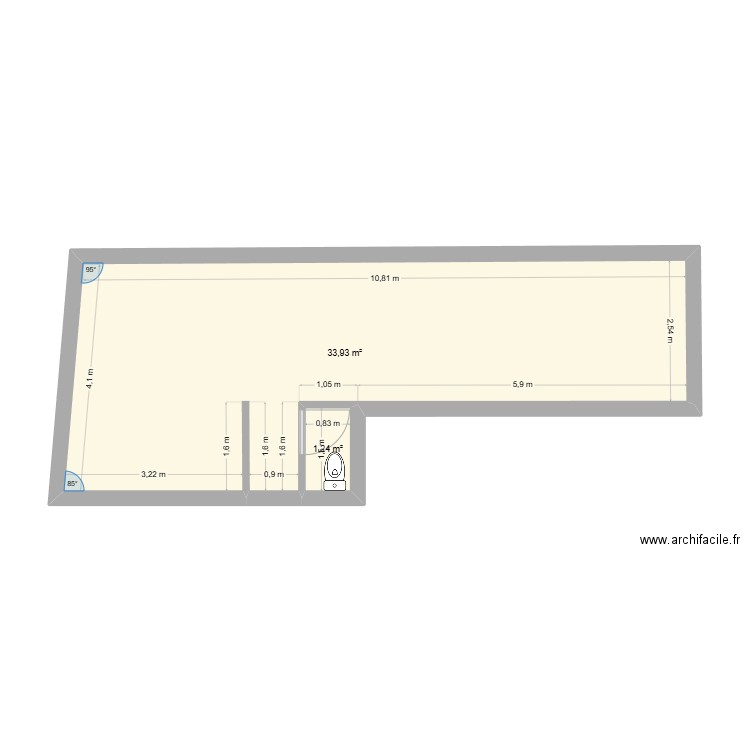 Studio Swed May Vide. Plan de 2 pièces et 35 m2