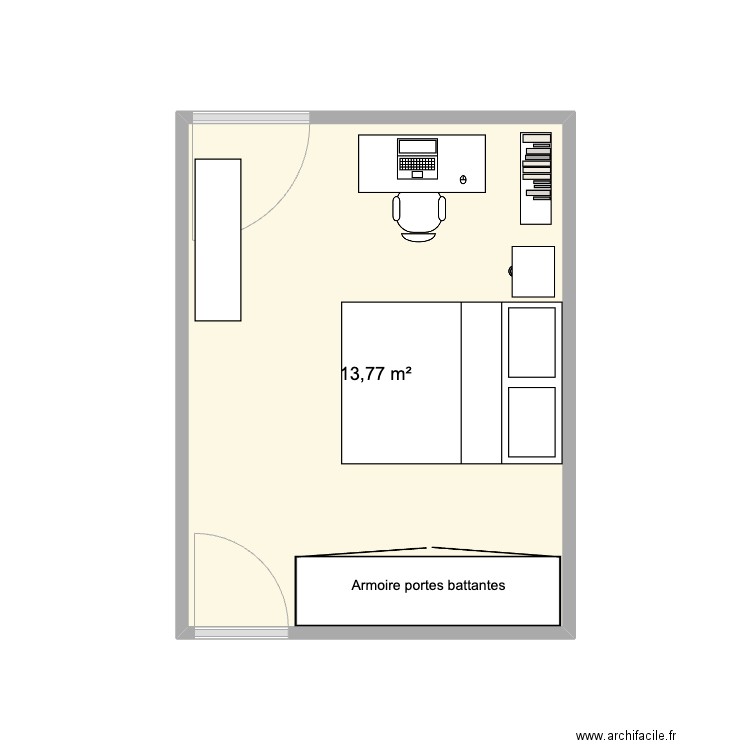 Chambre 1. Plan de 1 pièce et 14 m2