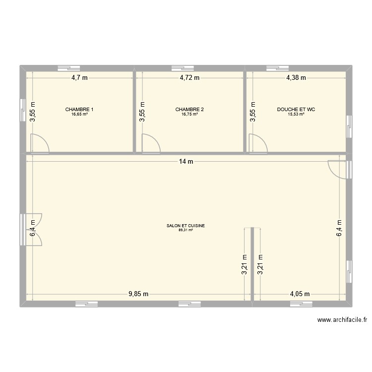 MAISON 2CHAMBRE. Plan de 4 pièces et 138 m2