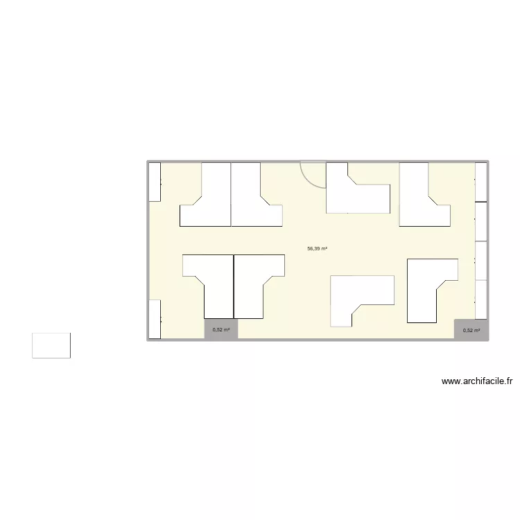 5.17 local new. Plan de 3 pièces et 57 m²