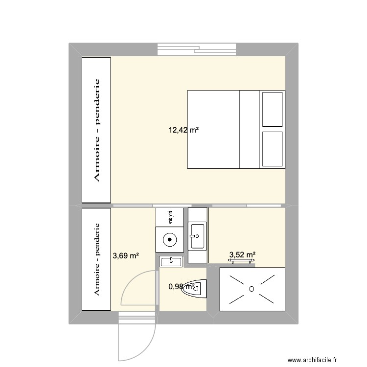 PLAN EXTENSION. Plan de 4 pièces et 21 m2
