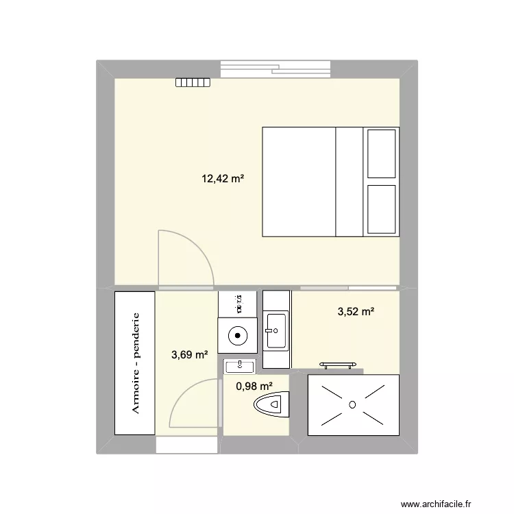 PLAN EXTENSION. Plan de 4 pièces et 21 m²