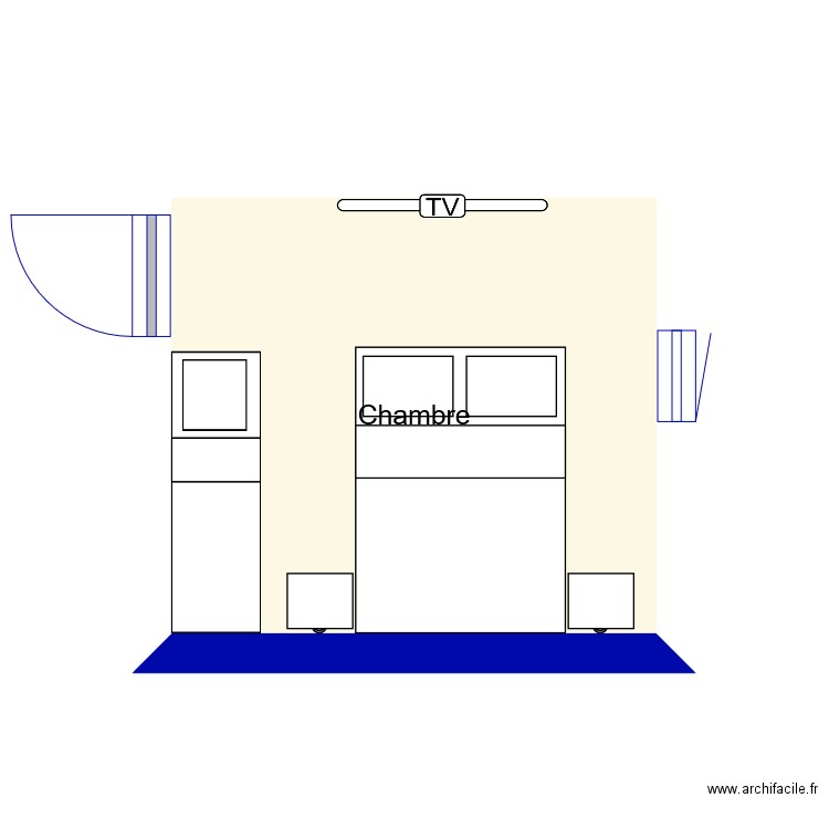 Chambre. Plan de 1 pièce et 9 m2