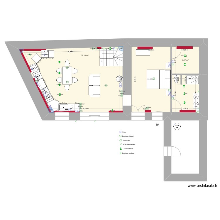 Aménagement 25 La Meffrais (réseaux elec rdc). Plan de 0 pièce et 0 m2