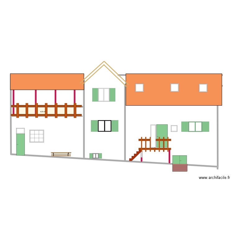 facade cour après. Plan de 1 pièce et 5 m2