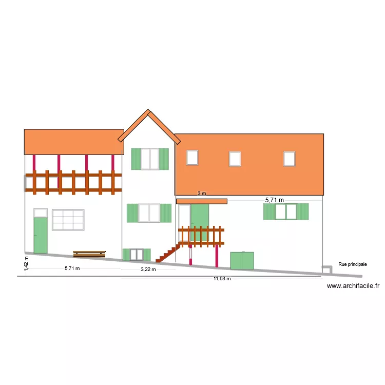 facade cour apr&egrave;s. Plan de 