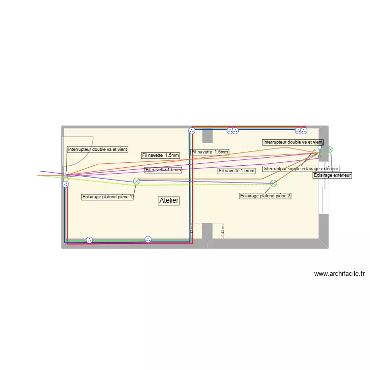 Electricité pièce atelier. Plan de 1 Pièce et 21 m² Electricité pièce atelier. Plan de 1 Pièce et 21 m²