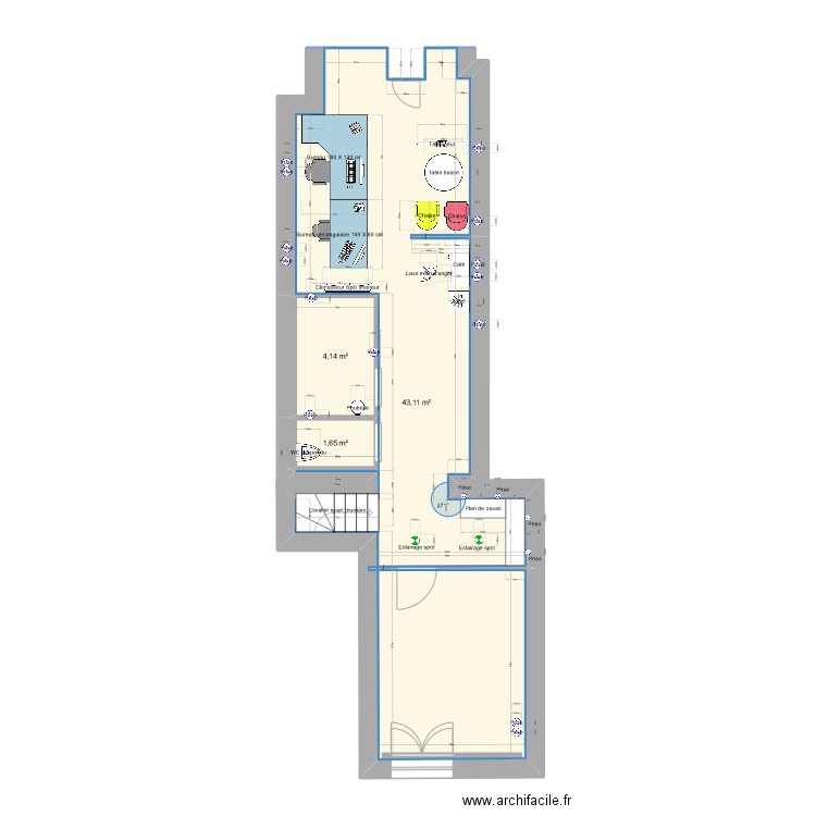 Belleville 3. Plan de 3 pièces et 49 m2