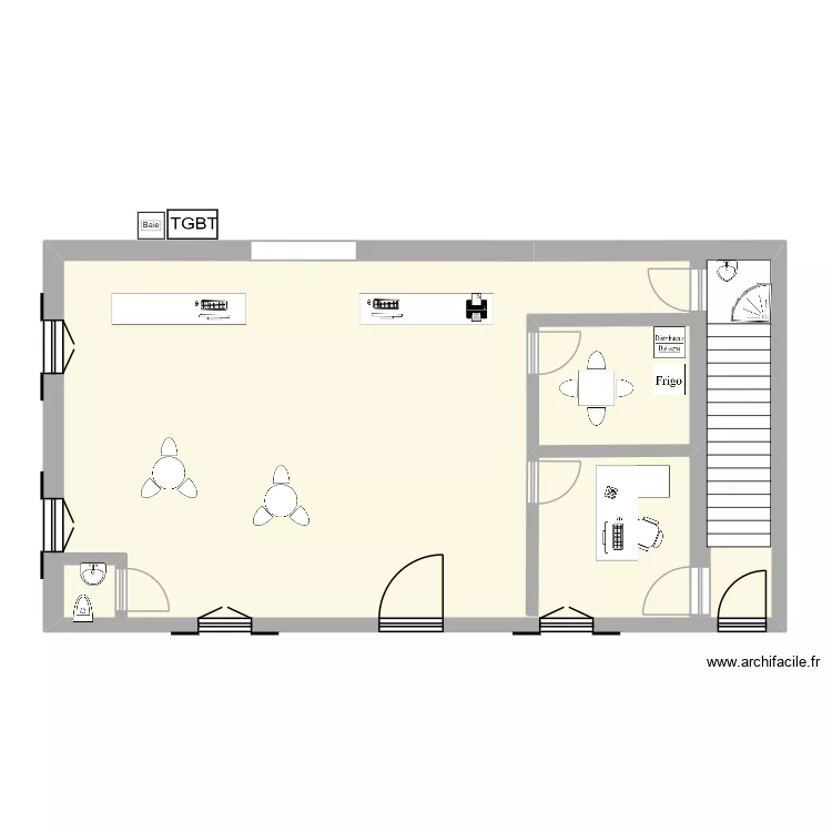 RDC - Accueil Drive pi&eacute;ton_2. Plan de 1  et 90 m²