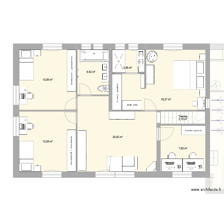 Maison plan 12. Plan de 16 pièces et 199 m2