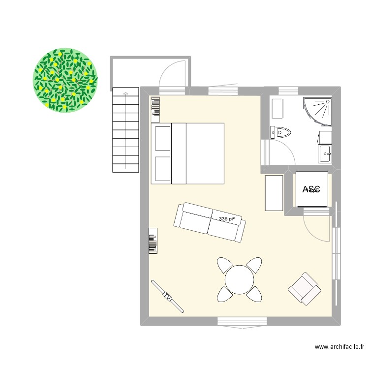 Chambre au dessus du garage ajoutée. Plan de 2 pièces et 32 m2