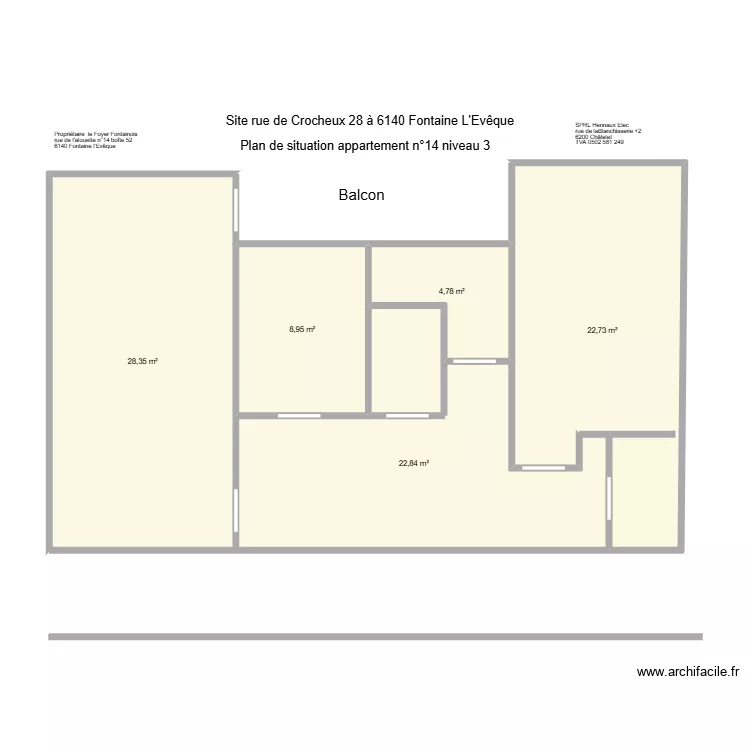appartement n2. Plan de 5  et 88 m²