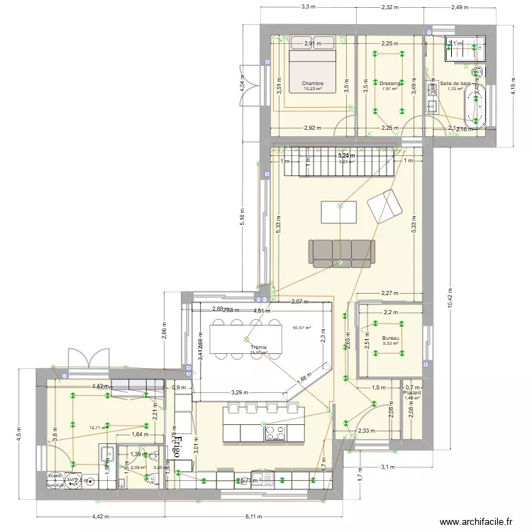 Plan lumières RDC. Plan de 19 et 224 m² Plan lumières RDC. Plan de 19 et 224 m²