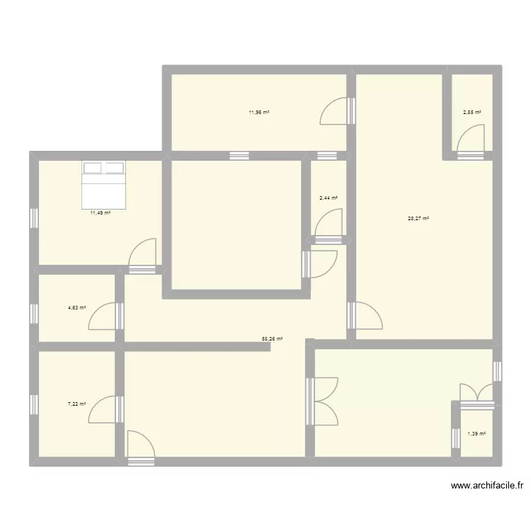 darna. Plan de 9  et 129 m²