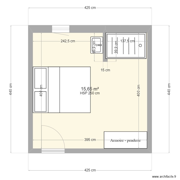 Chambre Théo. Plan de 1 pièce et 16 m2